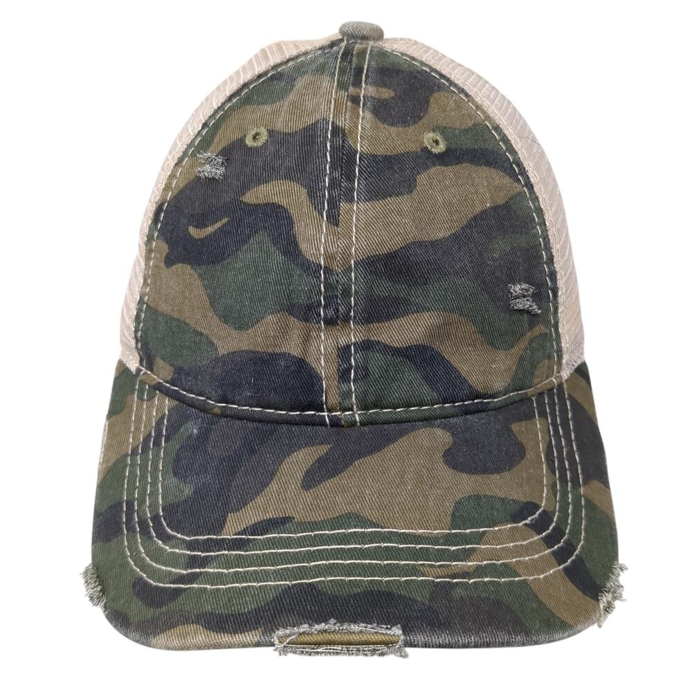 C.C Exclusives Strapback Trucker Hat Multi Camo One Size Ponytail